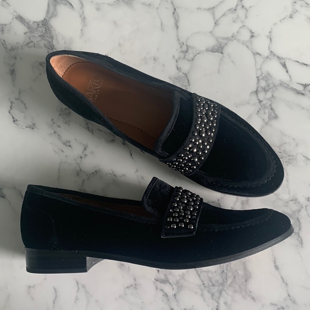 Franco Sarto Johanna Black Velvet Loafers